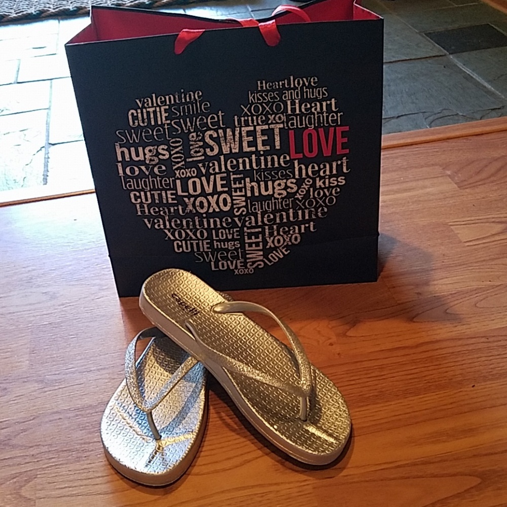 New sparkly silver Capelli flip flops